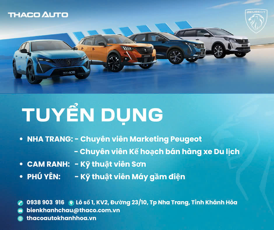 THACO AUTO KHÁNH HÒA TUYỂN DỤNG THÁNG 02/2025