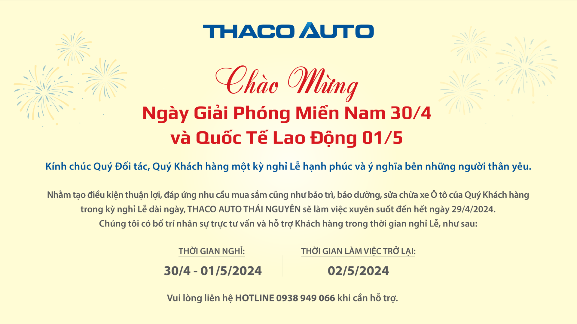 Chào mừng ngày giải phóng miền nam 30/4 và ngày quốc tế lao động 1/5