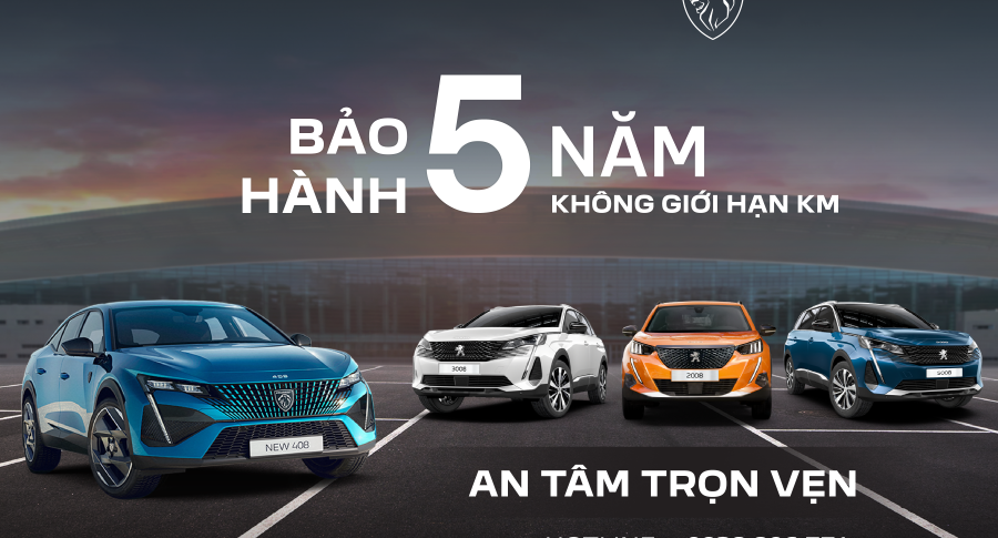 THACO AUTO áp dụng chính sách bảo hành “5 NĂM KHÔNG GIỚI HẠN KILOMET” cho xe Peugeot