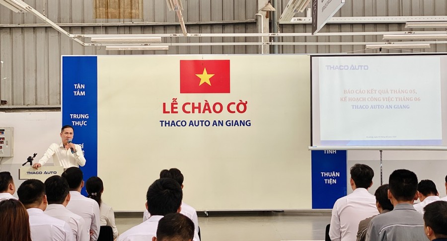 Lễ chào cờ tháng 6: THACO AUTO An Giang sẵn sàng bứt phá tháng cuối Quý II/2024