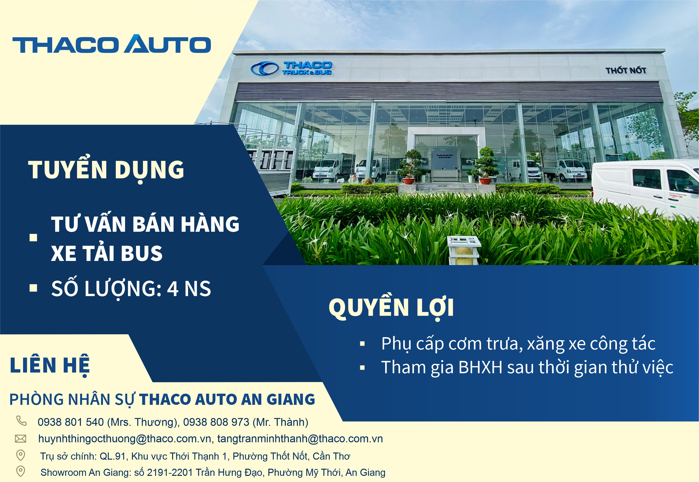 BẢN TIN TUYỂN DỤNG THÁNG 7 - SHOWROOM TẢI BUS THỐT NỐT