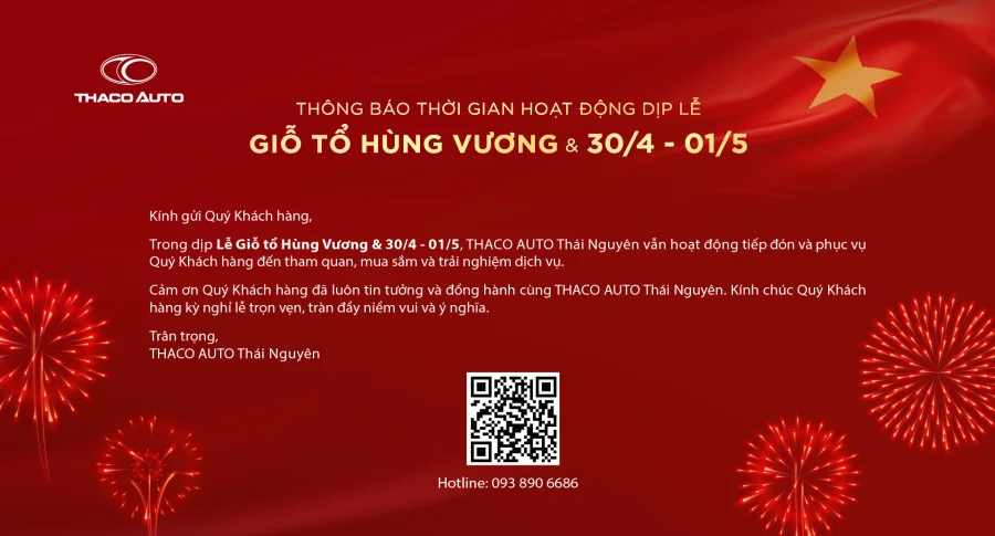 THÔNG BÁO THỜI GIAN HOẠT ĐỘNG DỊP LỄ GIỖ TỔ HÙNG VƯƠNG & 30/4 - 01/5