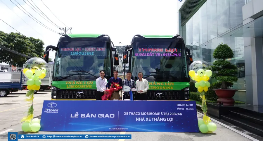 THACO AUTO Tải Bus - TP.HCM bàn giao lô 02 xe bus THACO MOBIHOME S TB120B24A cho Nhà xe Thắng Lợi