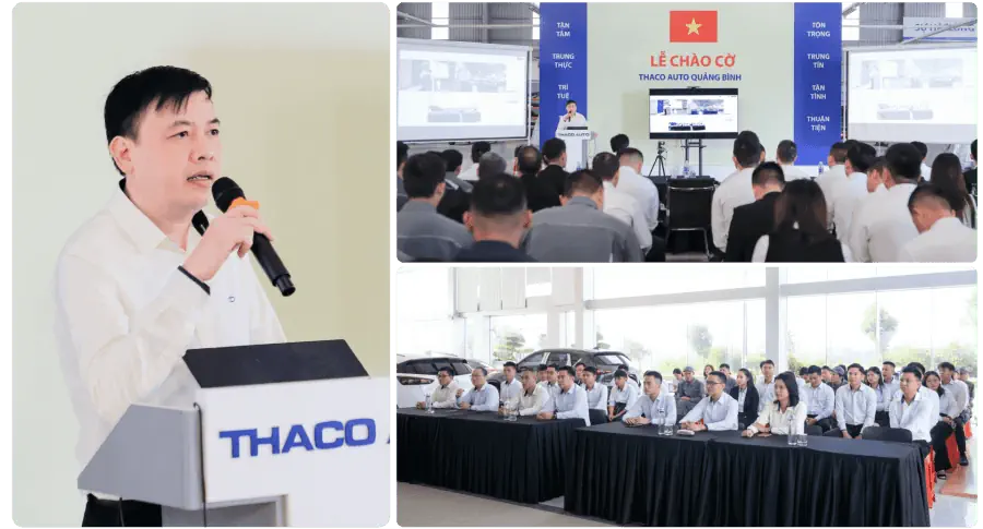 Lễ chào cờ tháng 11: THACO AUTO Quảng Bình tăng tốc trong tháng cuối cùng ưu đãi 50% lệ phí trước bạ