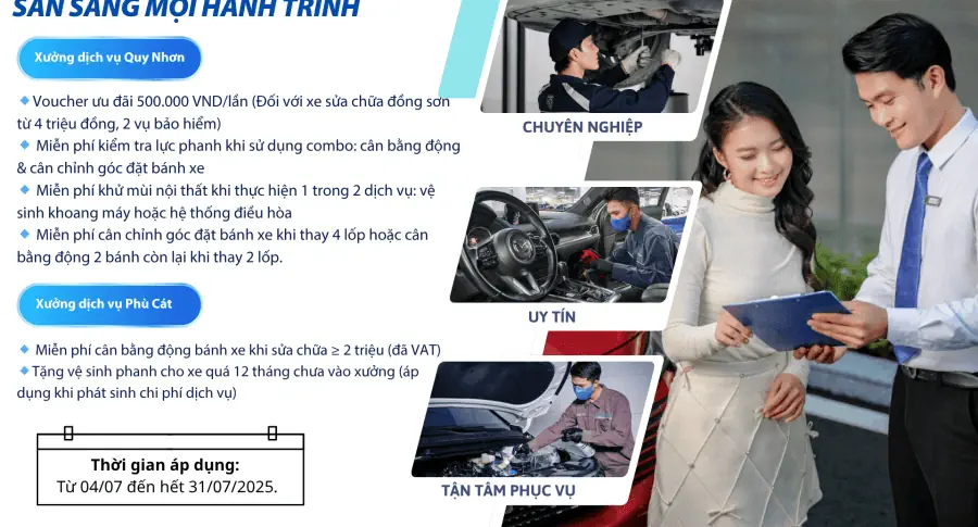 Chăm sóc xe toàn diện – sẵn sàng mọi hành trình cùng THACO AUTO Bình Định