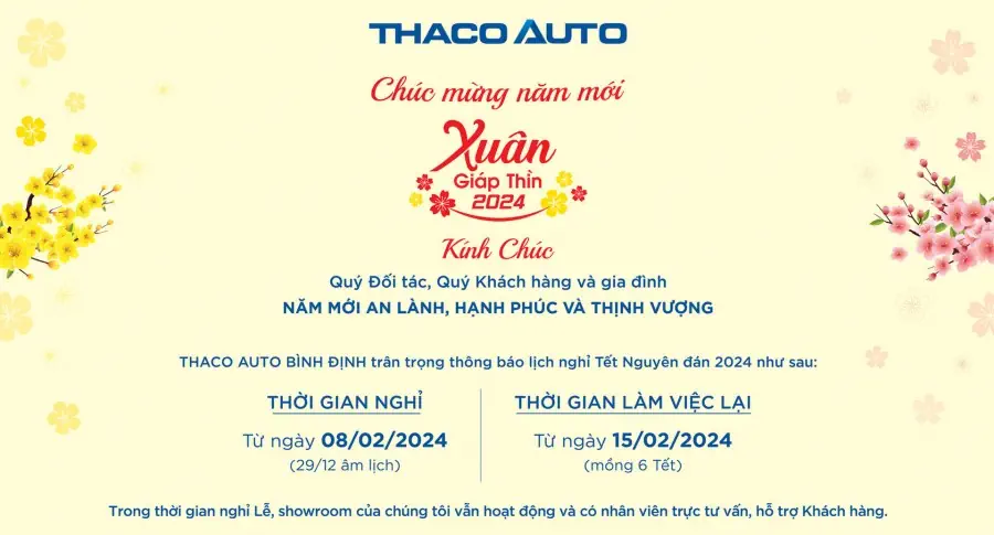 THÔNG BÁO LỊCH NGHỈ TẾT NGUYÊN ĐÁN 2024