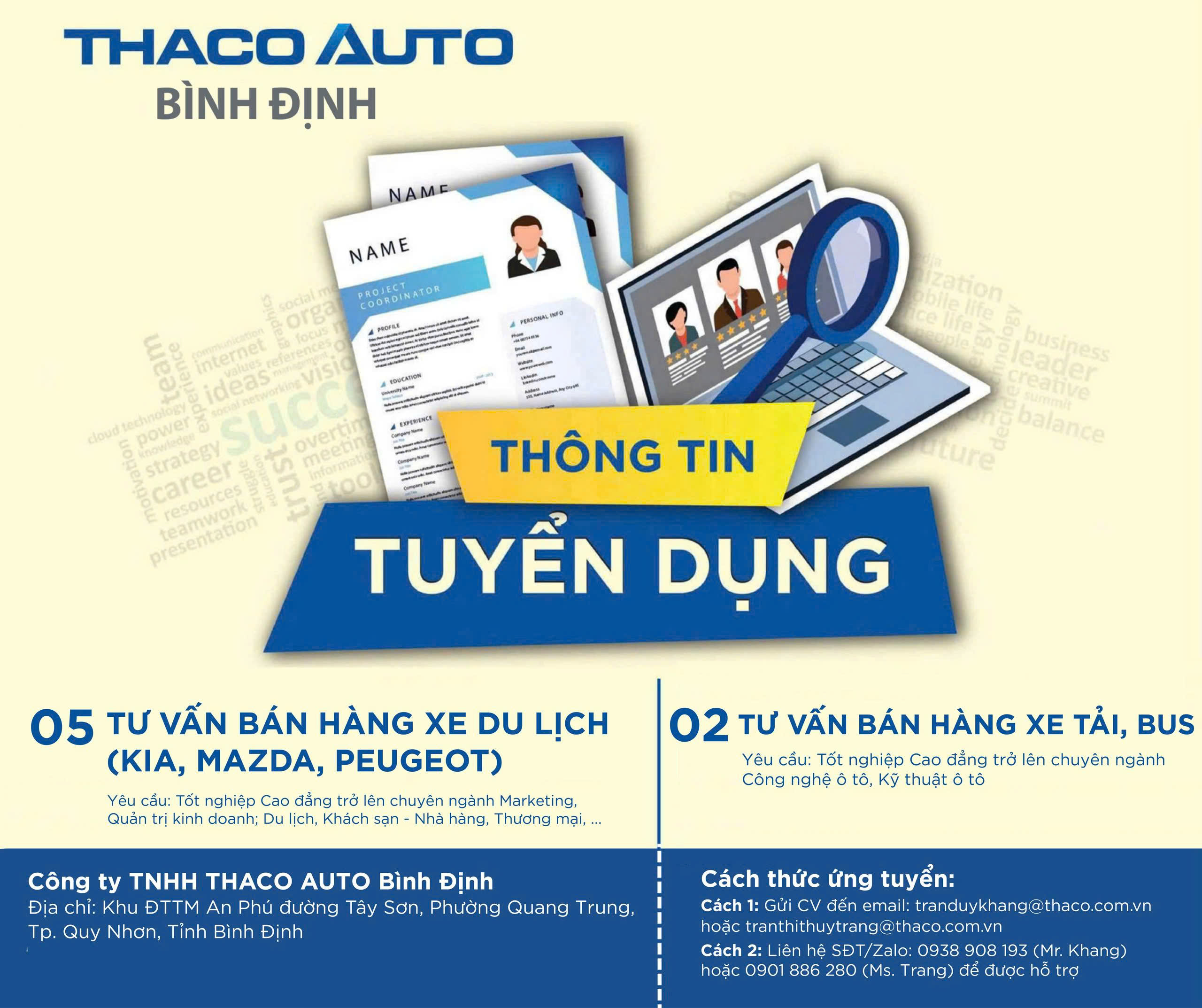 THACO AUTO BÌNH ĐỊNH TUYỂN DỤNG