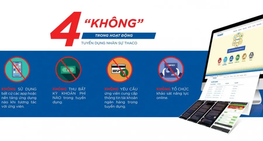 Cảnh báo tình trạng giả mạo thương hiệu & các nền tảng ứng dụng của THACO AUTO Bình Phước để lừa đảo tuyển dụng lao động