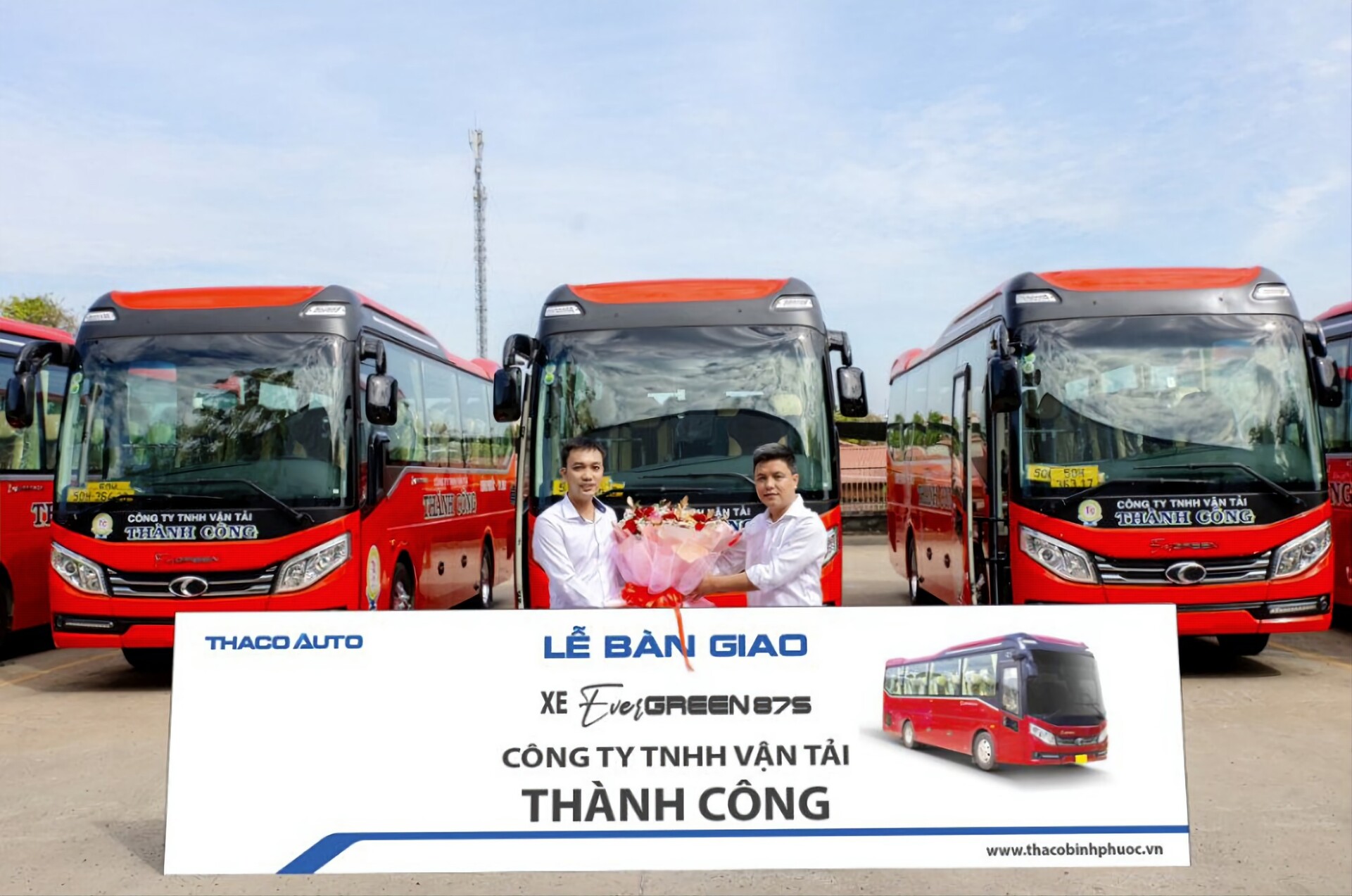 Bàn giao lô 05 xe bus Evergreen 87S phục vụ vận tải hành khách tuyến Bình Phước - TP. HCM