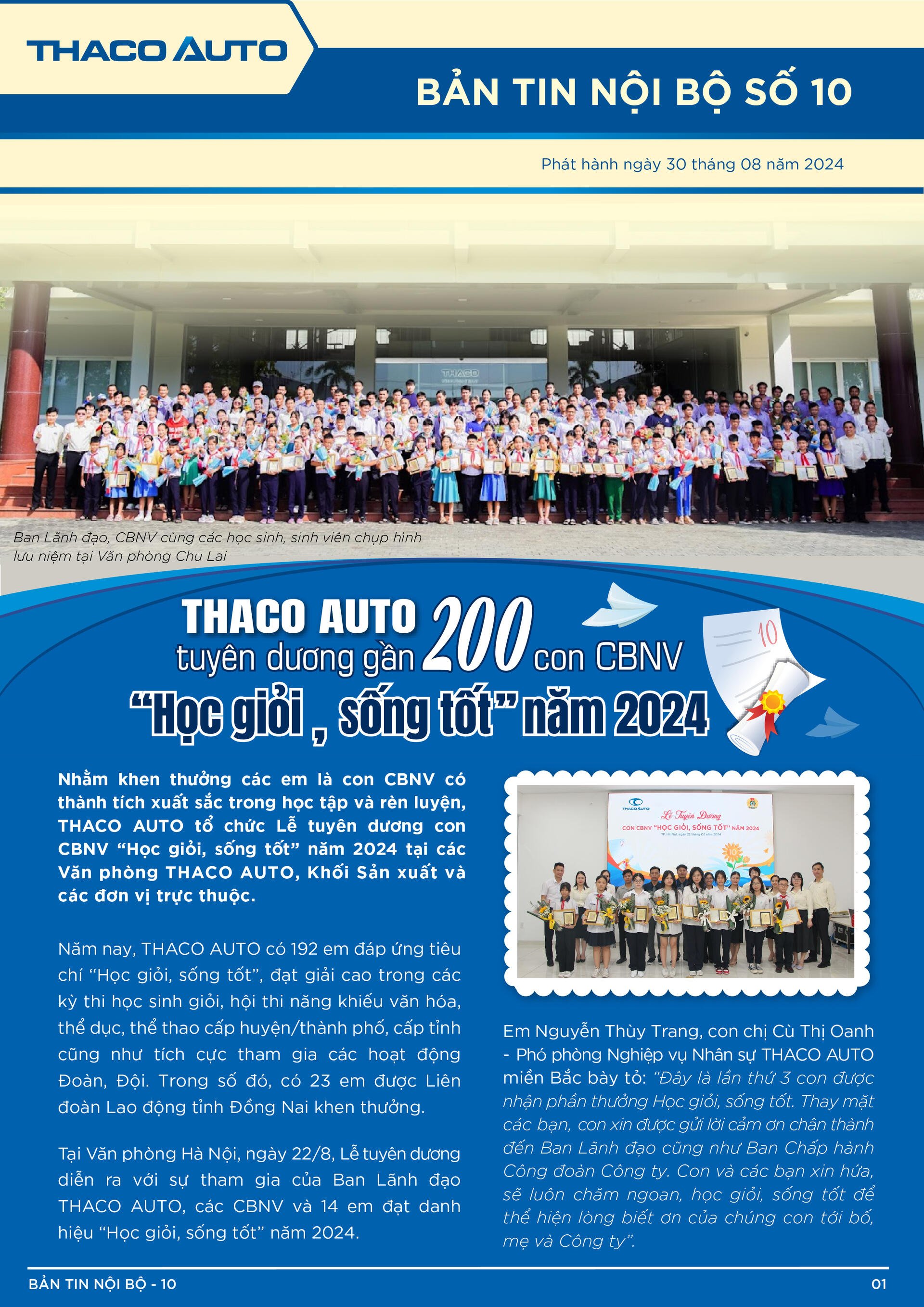 BẢN TIN NỘI BỘ SỐ 10-01