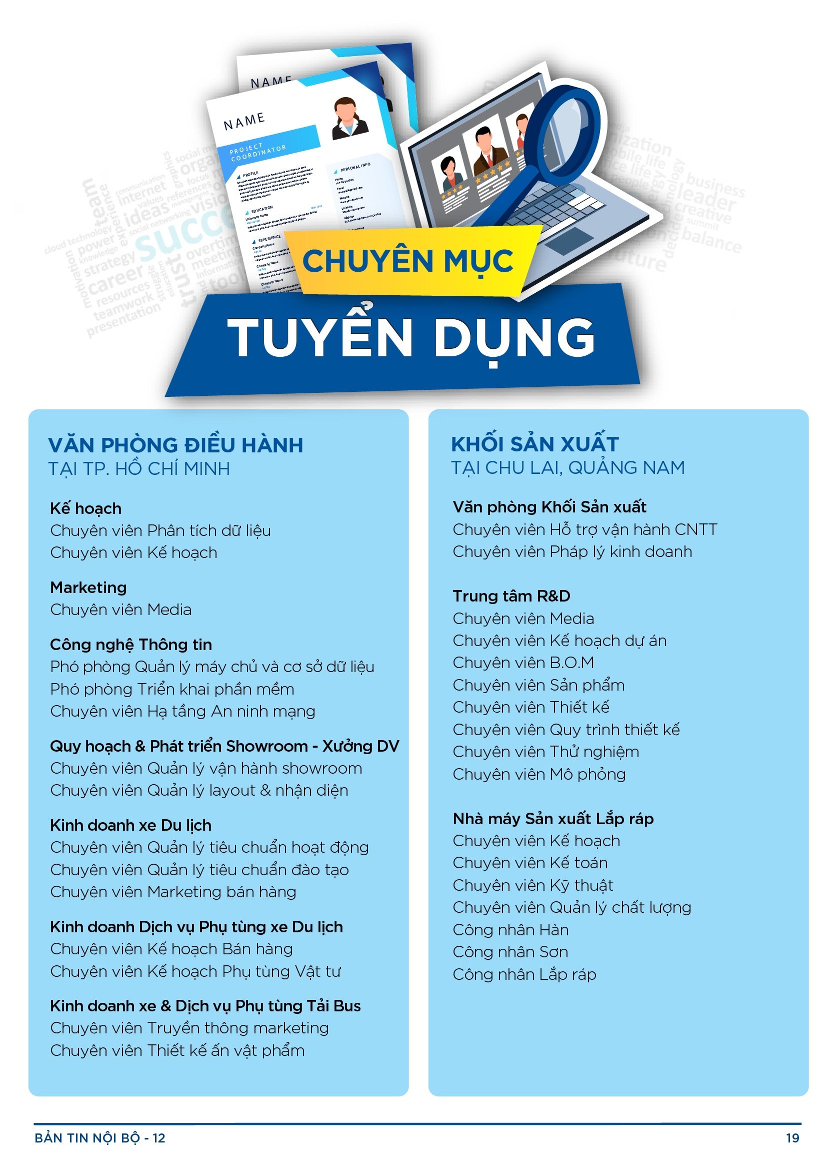 BẢN TIN NỘI BỘ SỐ 12-19