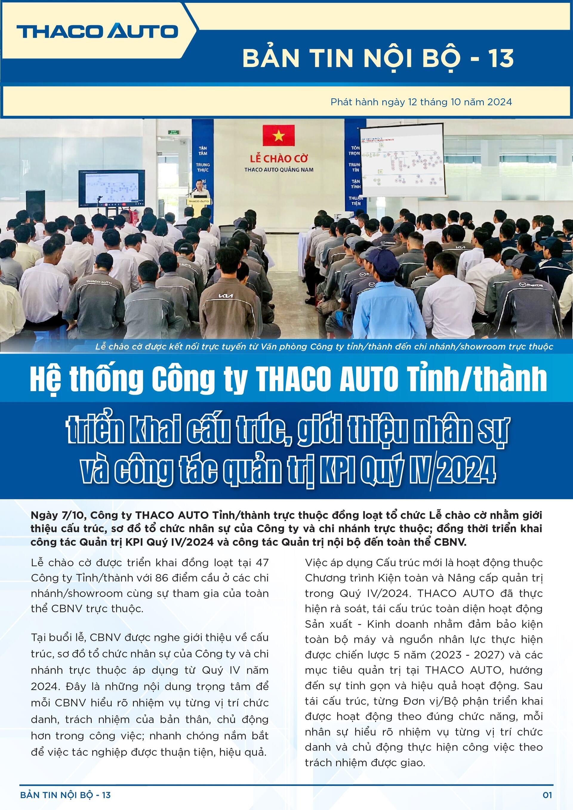 BẢN TIN NỘI BỘ SỐ 13-01