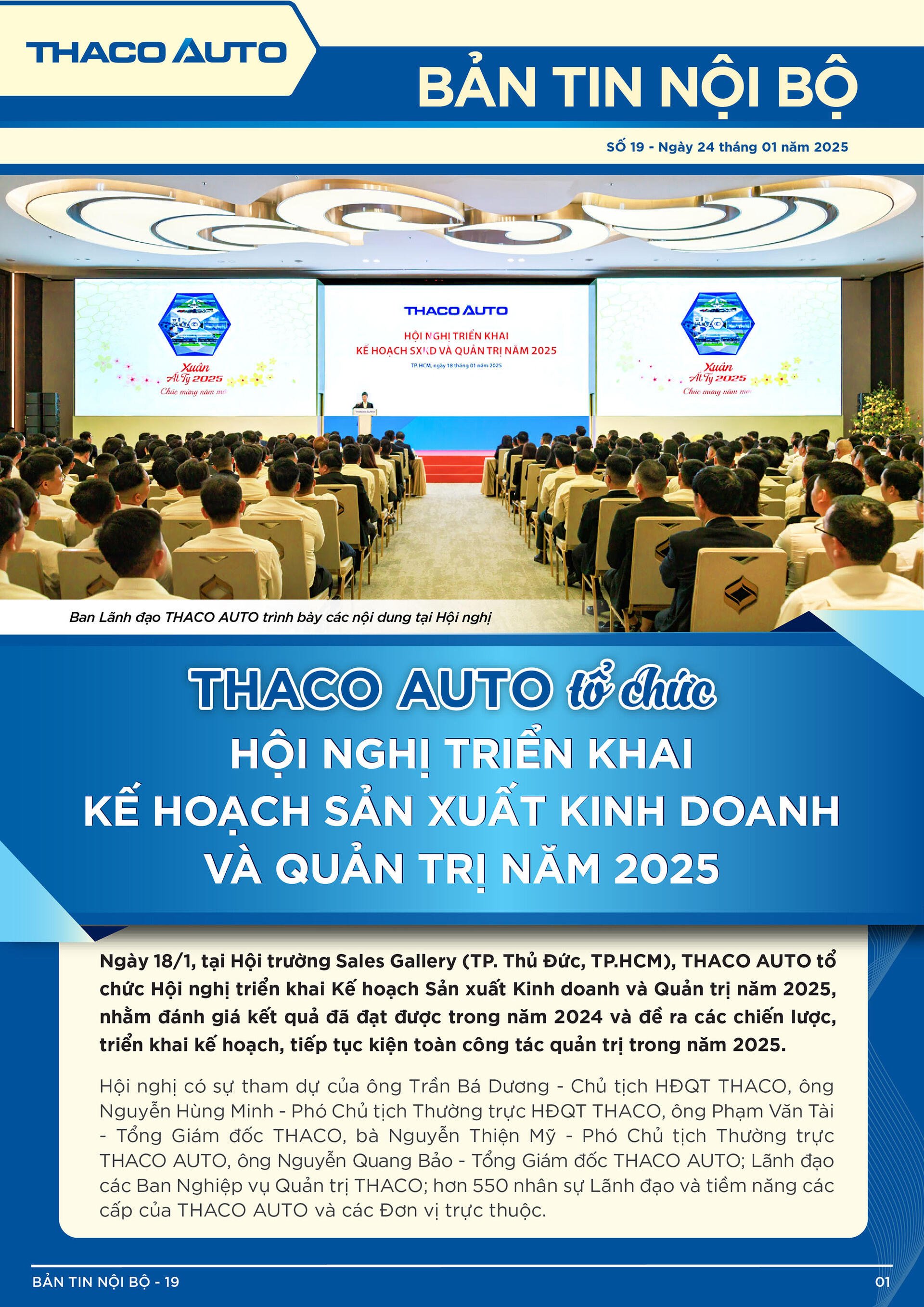 BẢN TIN NỘI BỘ SỐ 19-01