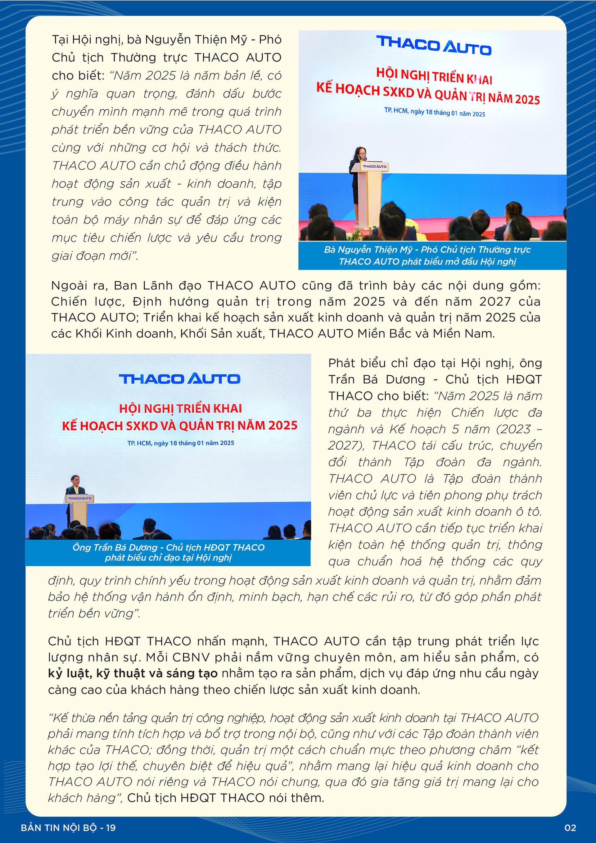 BẢN TIN NỘI BỘ SỐ 19-02