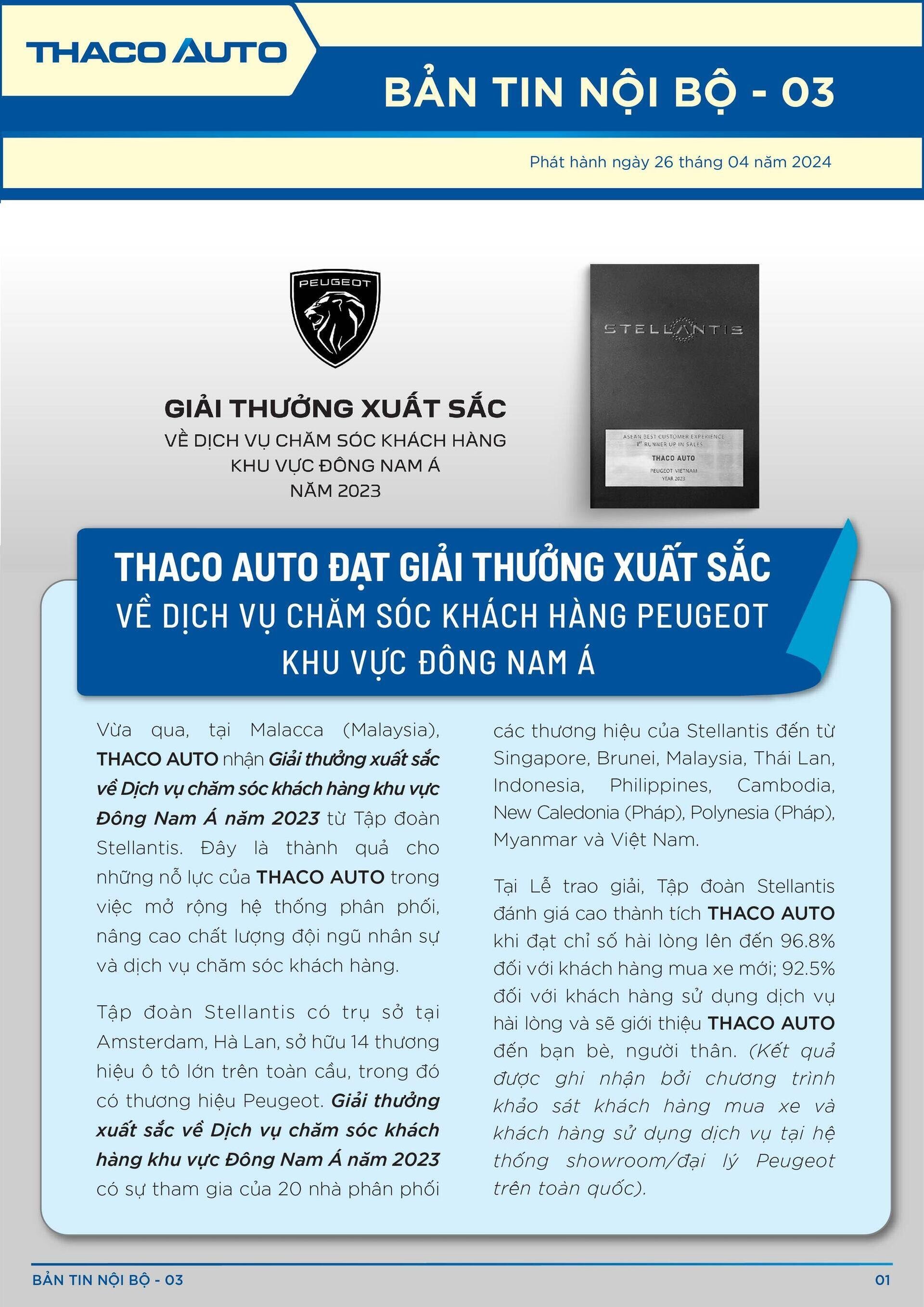 BẢN TIN NỘI BỘ SỐ 3-01