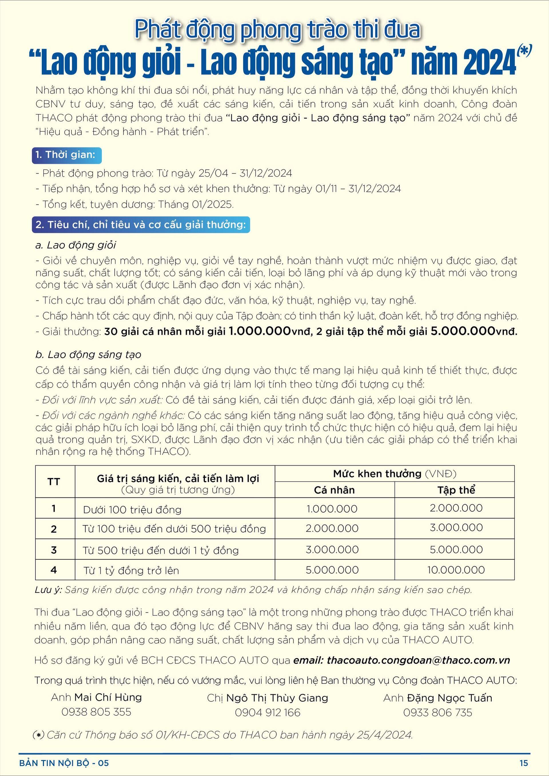 BẢN TIN NỘI BỘ SỐ 5-15