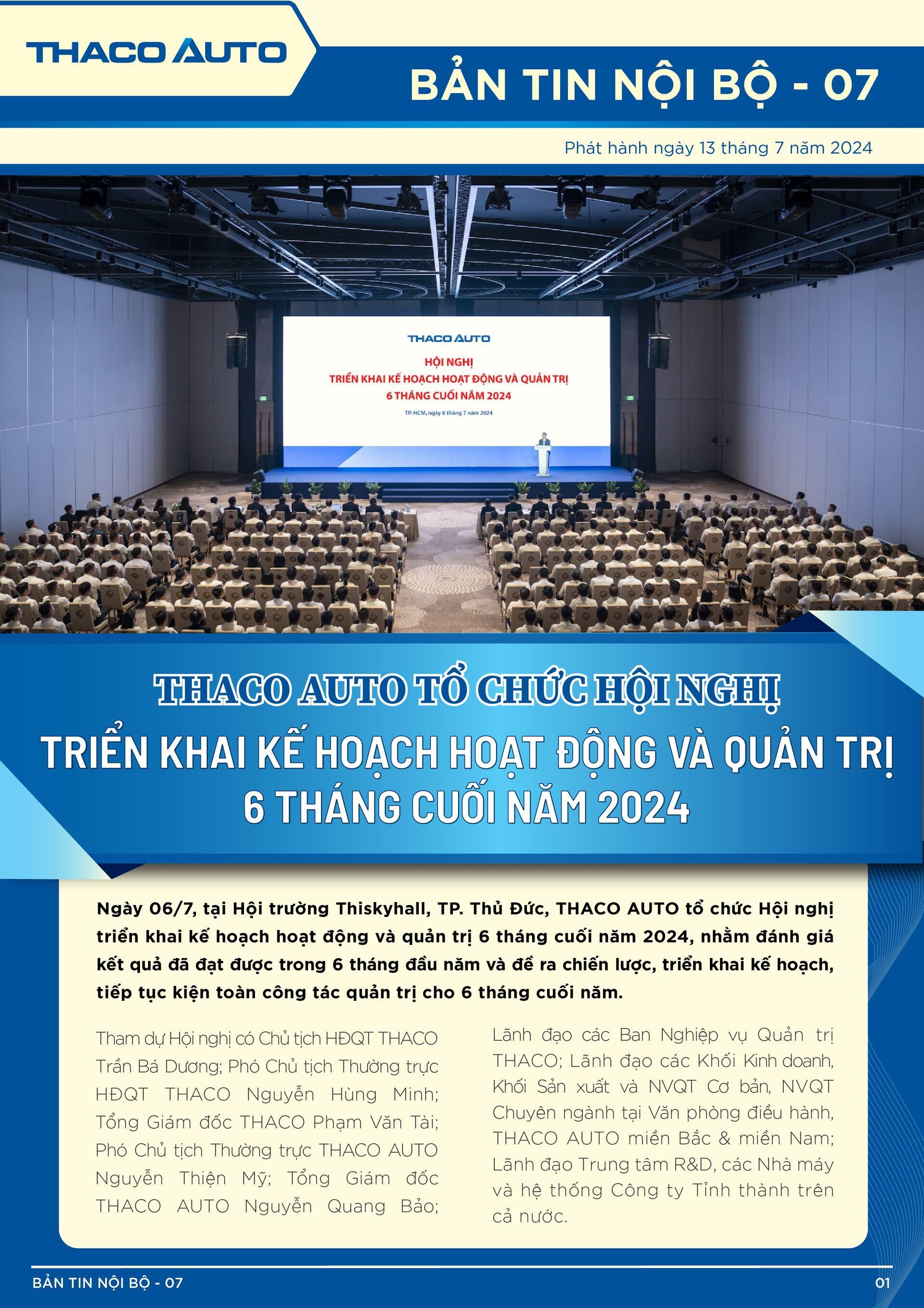 BẢN TIN NỘI BỘ SỐ 7-01