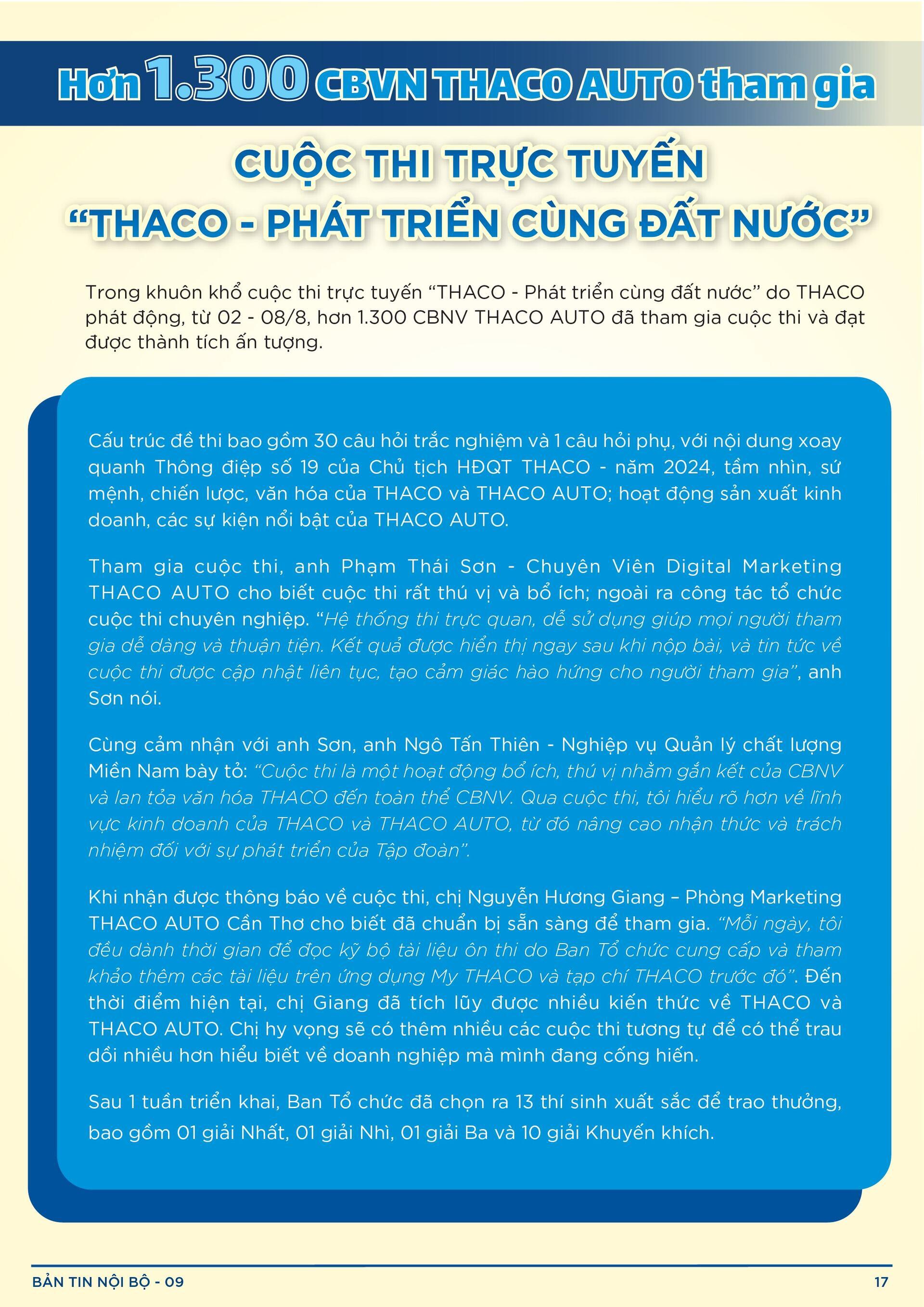 BẢN TIN NỘI BỘ SỐ 9-17