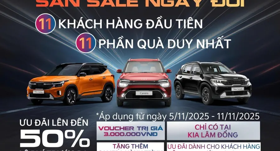 Ưu đãi hấp dẫn tháng 11 dành cho khách hàng xe KIA tại KIA Lâm Đồng