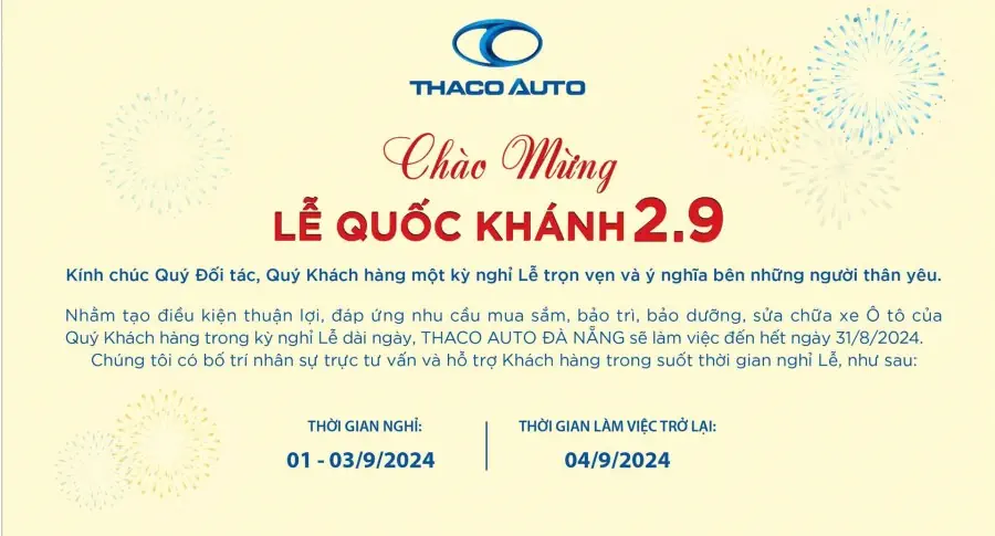 THACO AUTO ĐÀ NẴNG CHÀO MỪNG QUỐC KHÁNH VIỆT NAM 2/9​