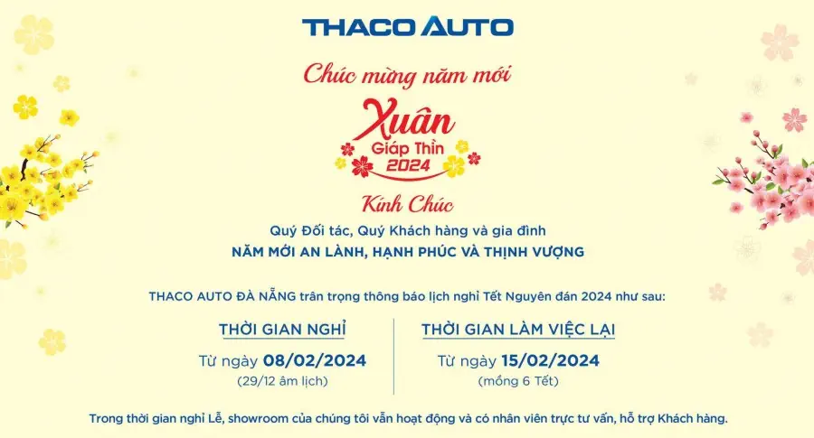 THÔNG BÁO LỊCH NGHỈ TẾT NGUYÊN ĐÁN 2024