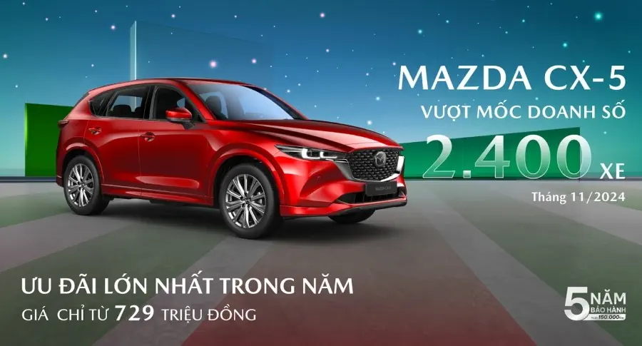 Ưu đãi lớn nhất trong năm: Sở hữu Mazda CX-5 với mức giá chỉ từ 729 triệu đồng