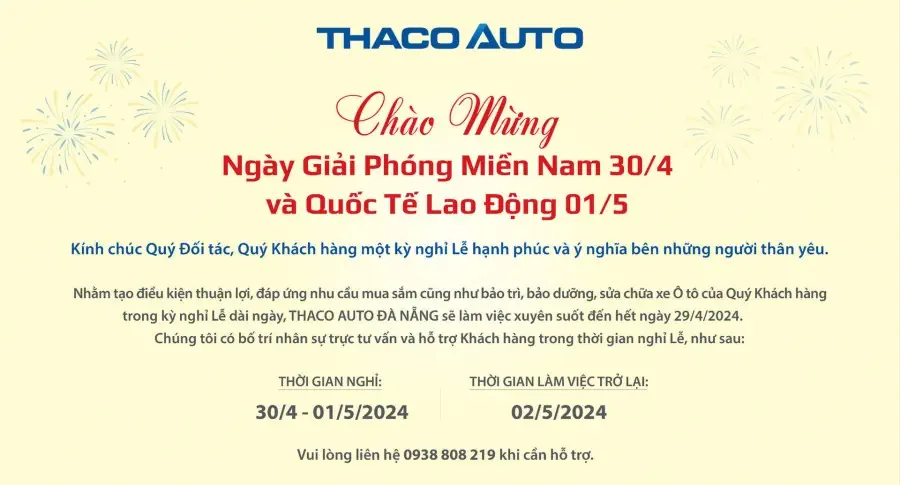 THÔNG BÁO LỊCH HOẠT ĐỘNG TRONG DỊP LỄ 30/04 - 01/05