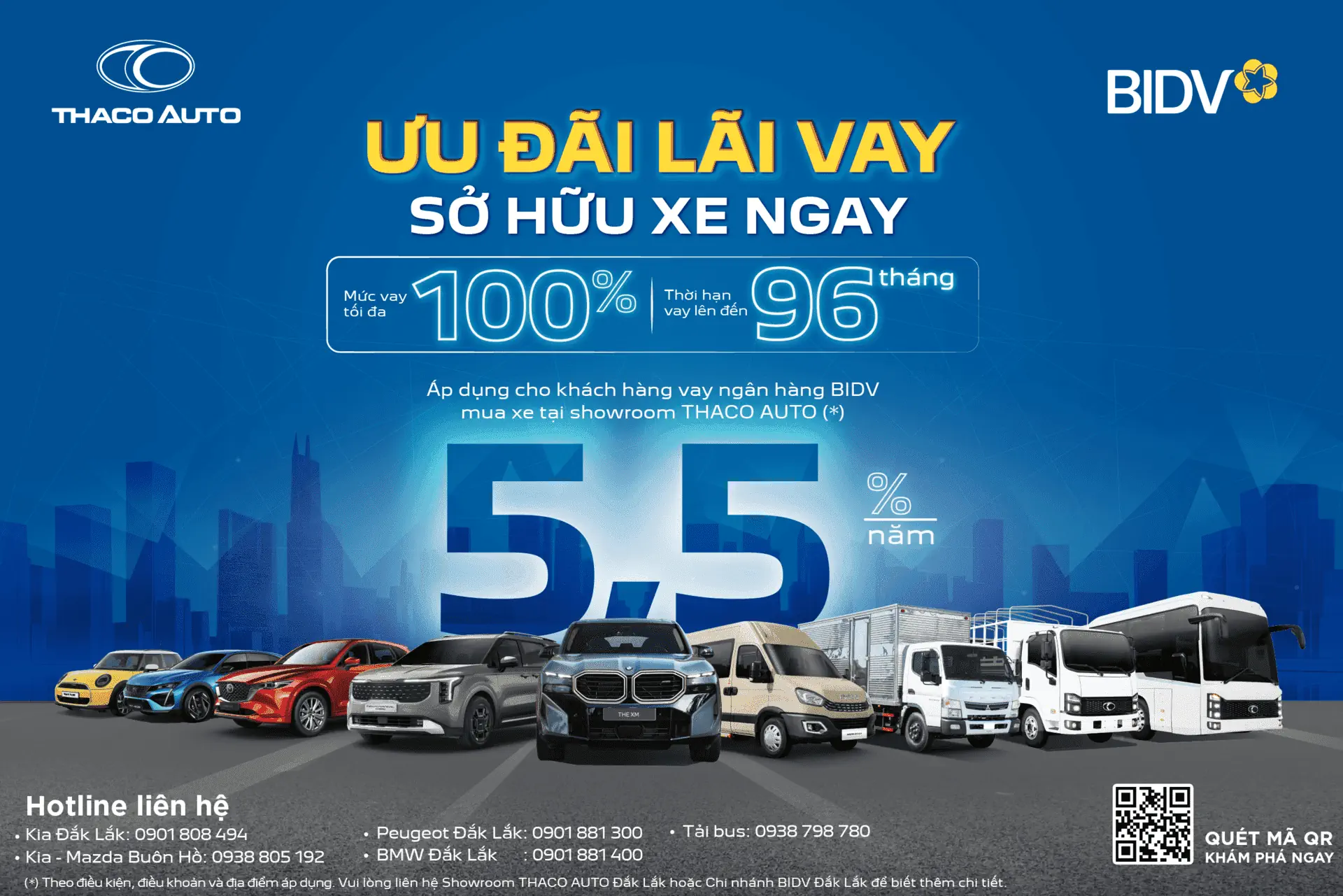 THACO AUTO hợp tác BIDV triển khai gói vay mua xe ưu đãi đến 100% giá trị xe, lãi suất chỉ từ 5,5%/năm