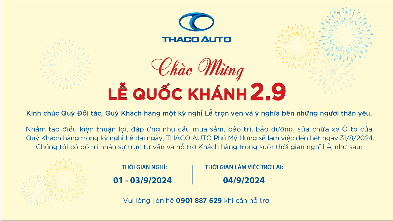 THACO AUTO PHÚ MỸ HƯNG CHÀO MỪNG LỄ QUỐC KHÁNH 02/09