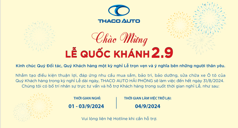 THACO AUTO HẢI PHÒNG CHÀO MỪNG LỄ QUỐC KHÁNH 2.9