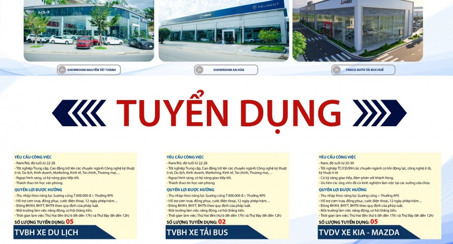 THACO AUTO Huế tuyển dụng