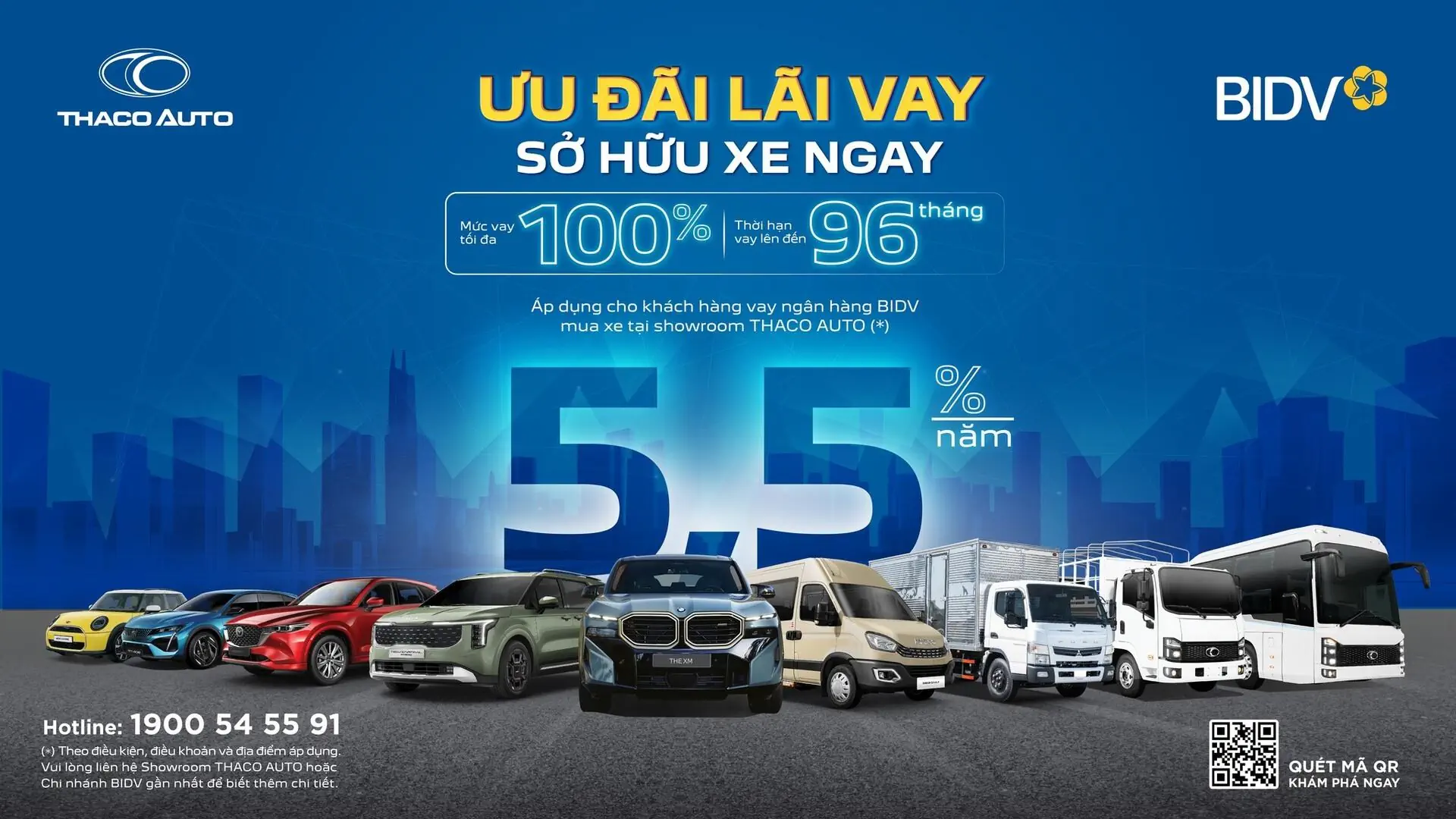THACO AUTO hợp tác BIDV triển khai gói vay mua xe ưu đãi đến 100% giá trị xe, lãi suất chỉ từ 5,5%/năm