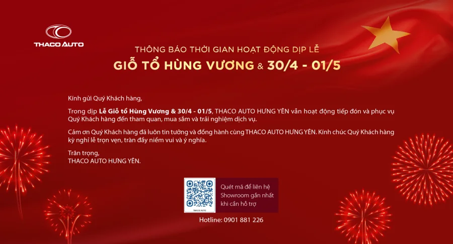 THÔNG BÁO THỜI GIAN HOẠT ĐỘNG DỊP LỄ GIỖ TỔ HÙNG VƯƠNG & 30/4 -01/5