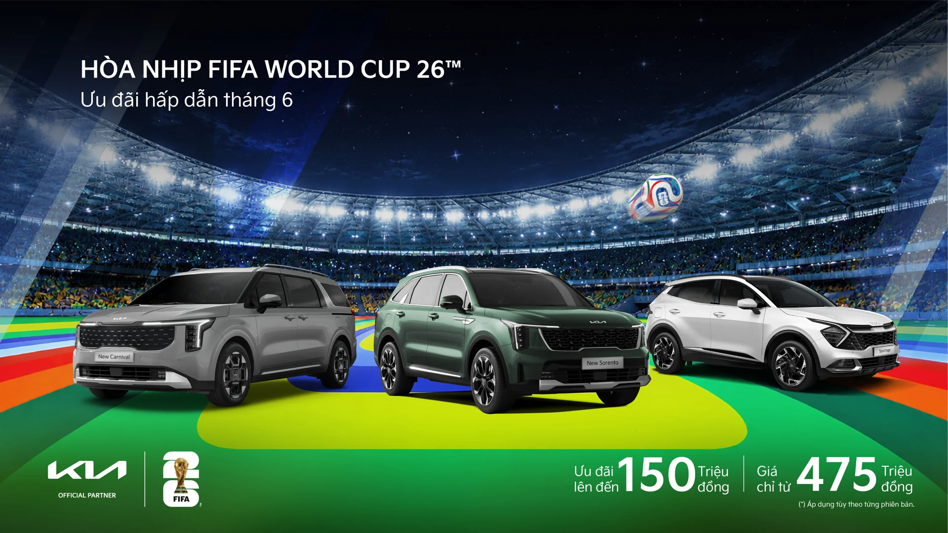 Tháng 6, hòa nhịp cùng FIFA World Cup 2026™ Kia ưu đãi hấp dẫn lên đến 150 triệu đồng