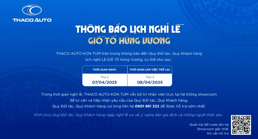THÔNG BÁO NGHỈ LỄ GIỖ TỔ HÙNG VƯƠNG