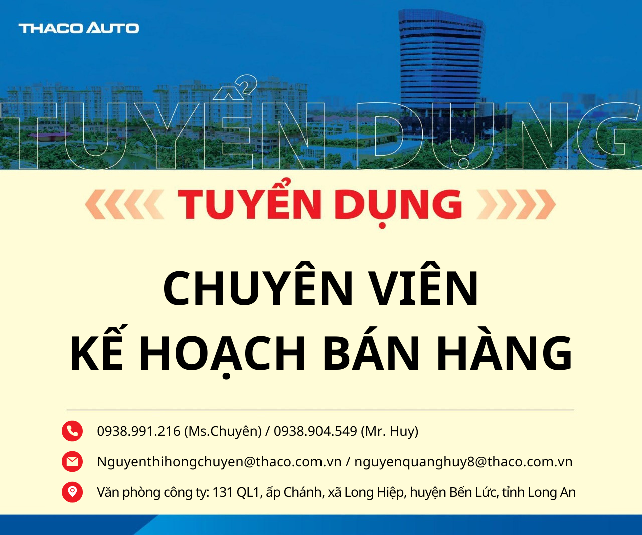 THACO AUTO LONG AN - TUYỂN DỤNG