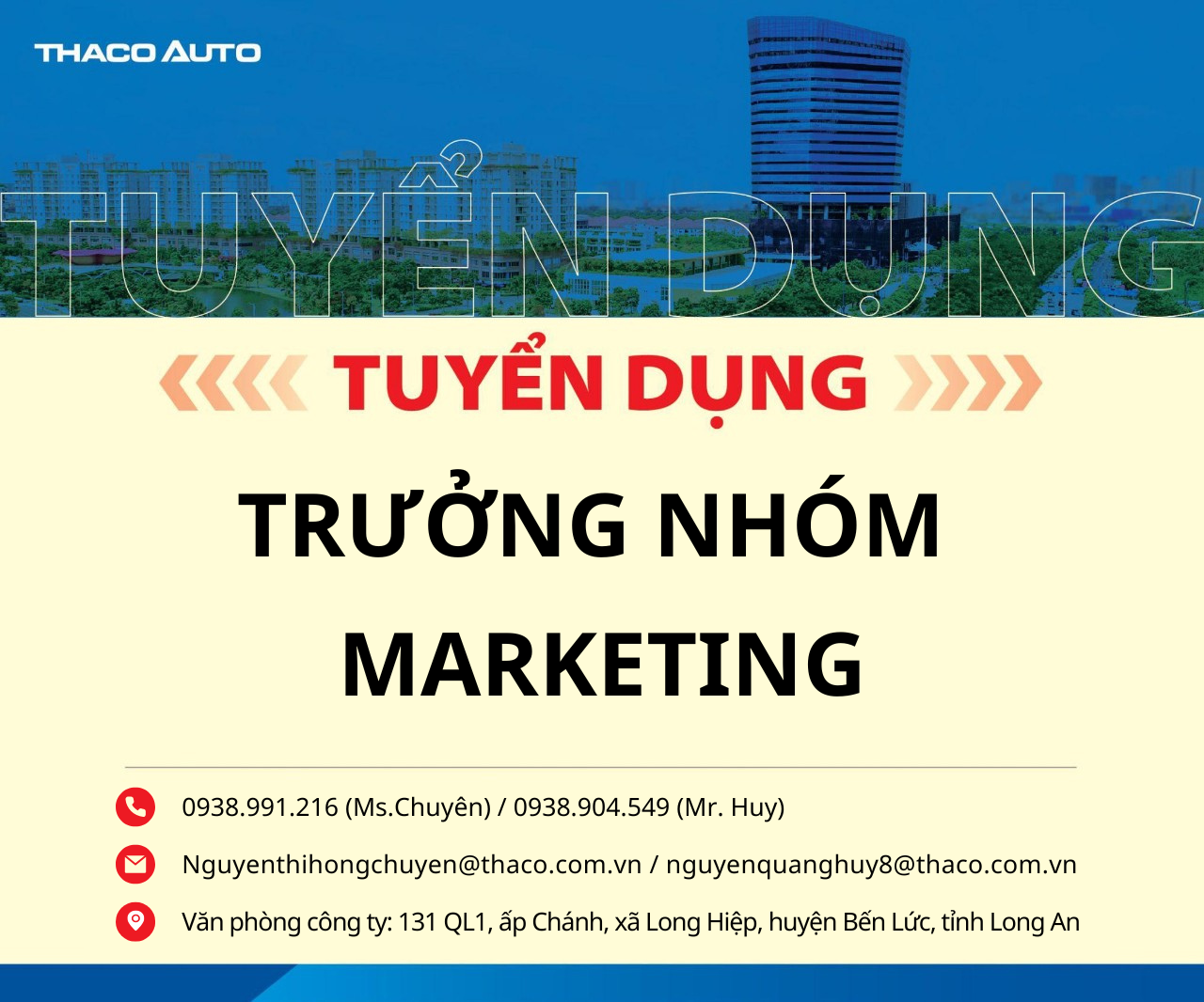 THACO AUTO LONG AN - TUYỂN DỤNG