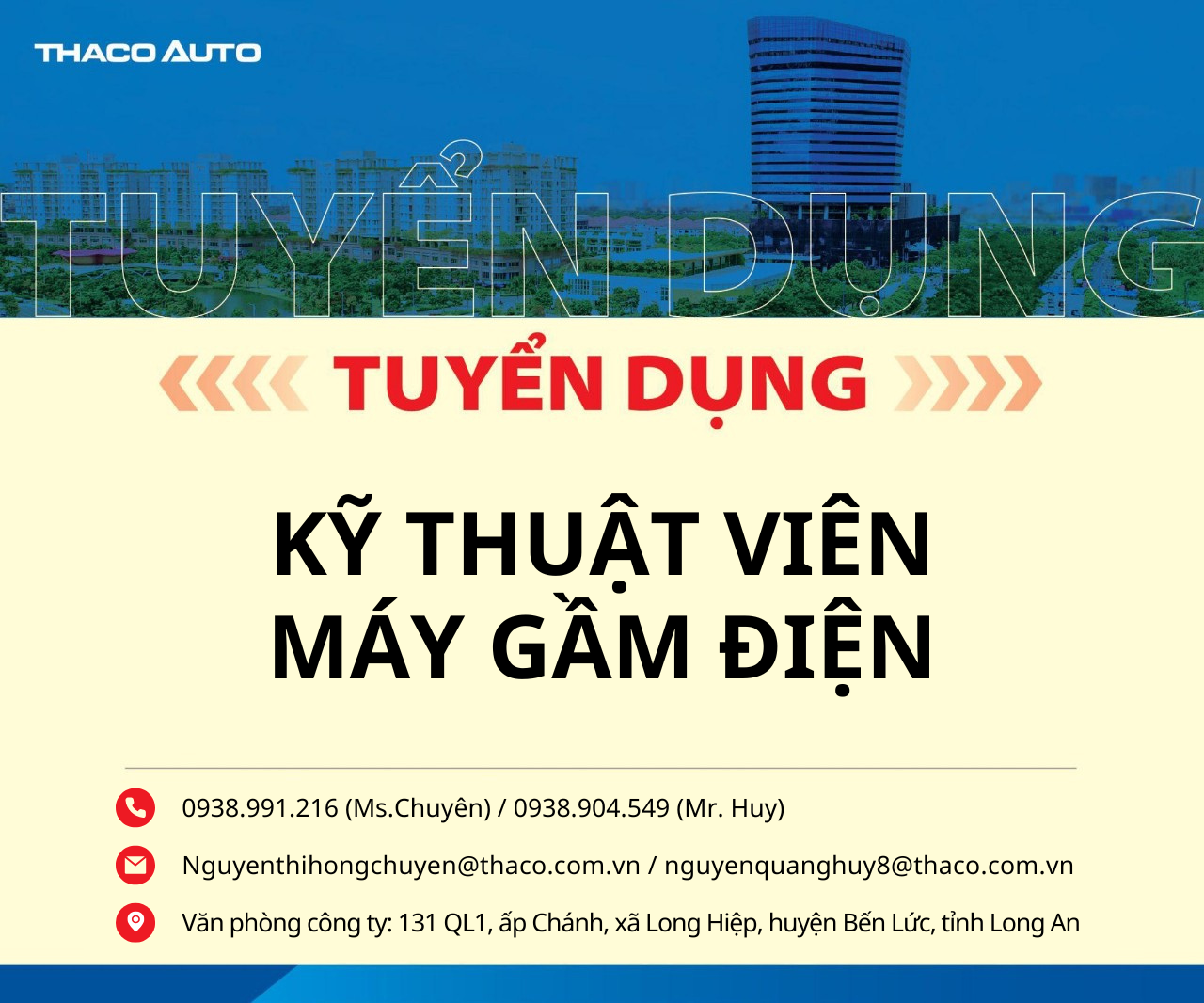 THACO AUTO LONG AN - TUYỂN DỤNG