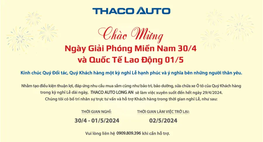 THÔNG BÁO LỊCH HOẠT ĐỘNG TRONG DỊP LỄ 30/04 - 01/05