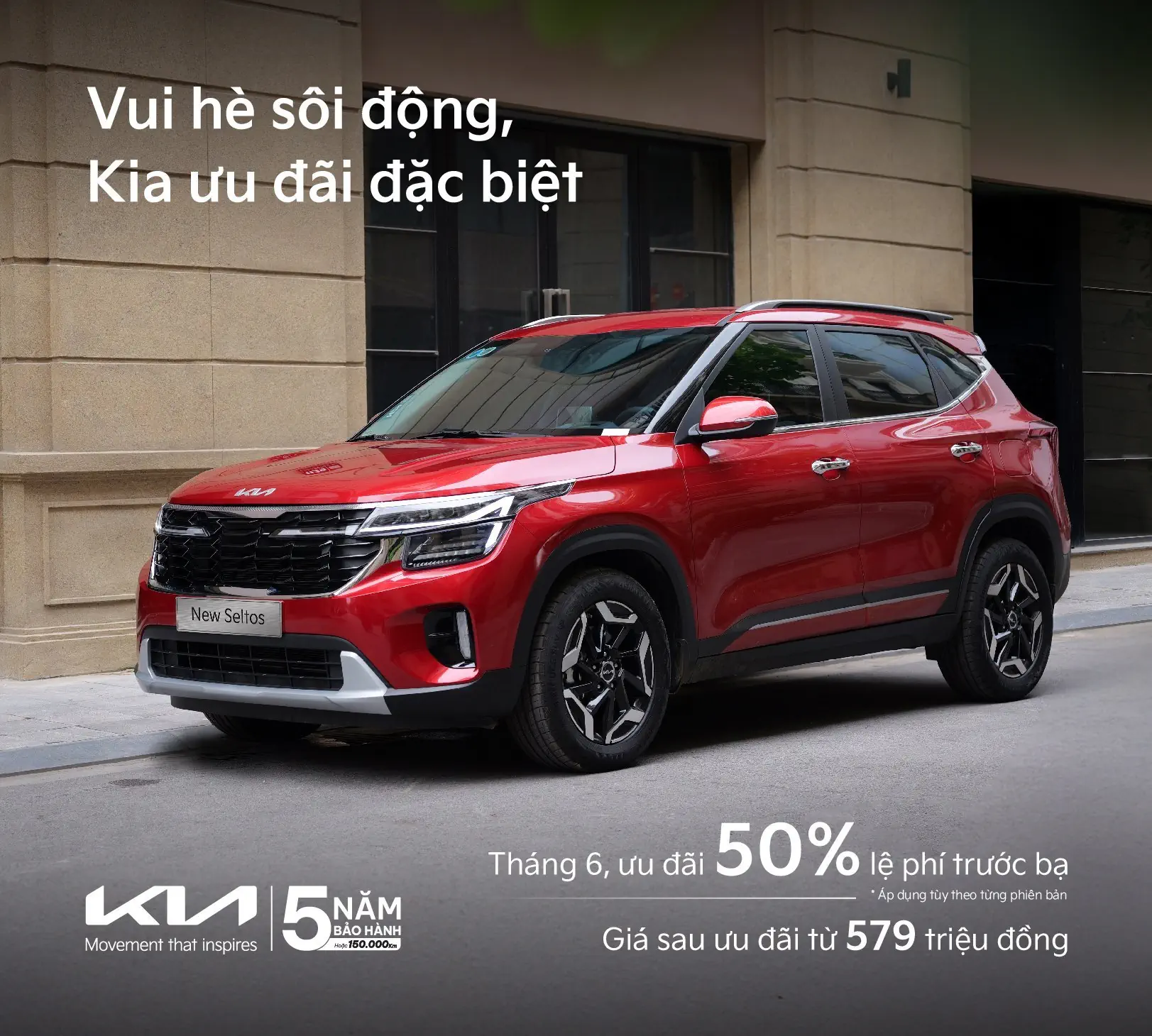 Kia New Seltos ưu đãi đặc biệt tương đương 50% lệ phí trước bạ trong tháng 6 tại THACO AUTO Long An