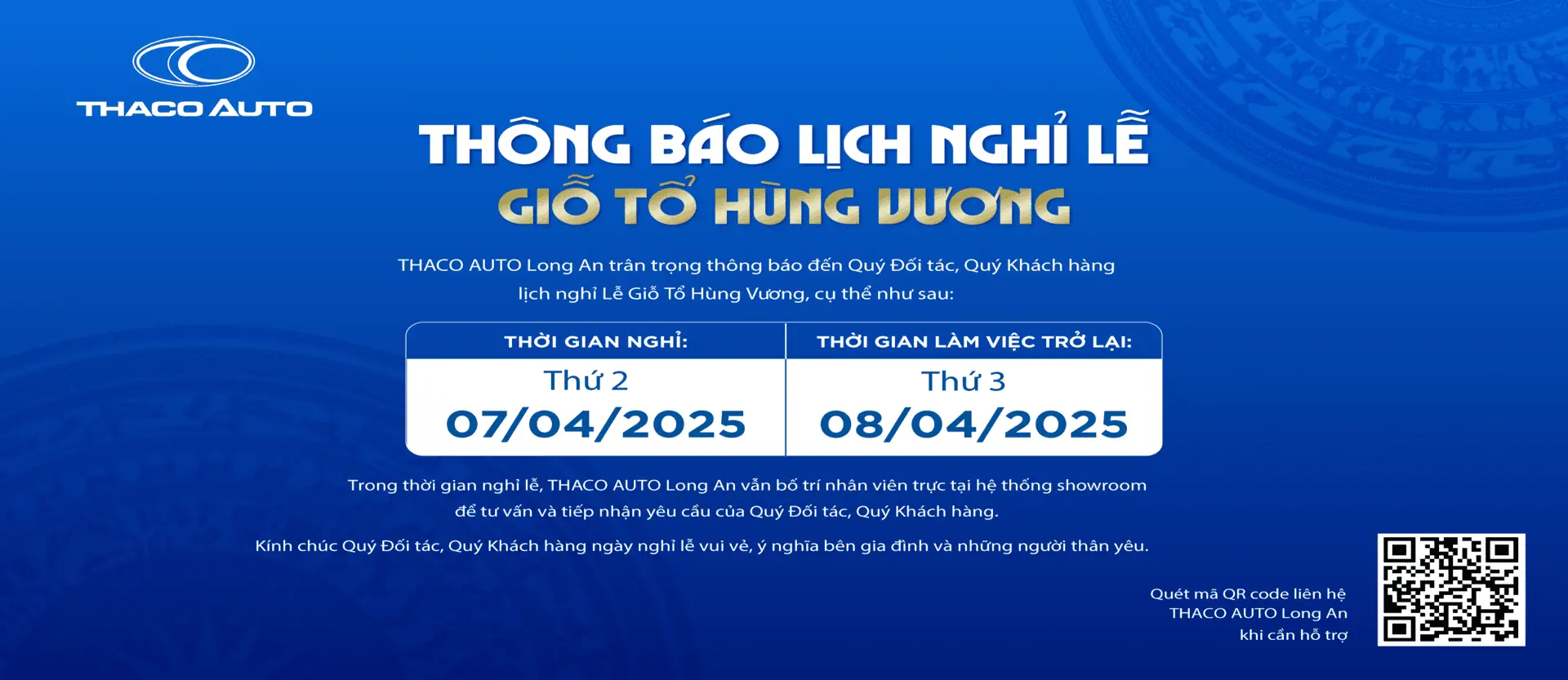 THÔNG BÁO LỊCH LÀM VIỆC DỊP GIỖ TỔ HÙNG VƯƠNG 10/3