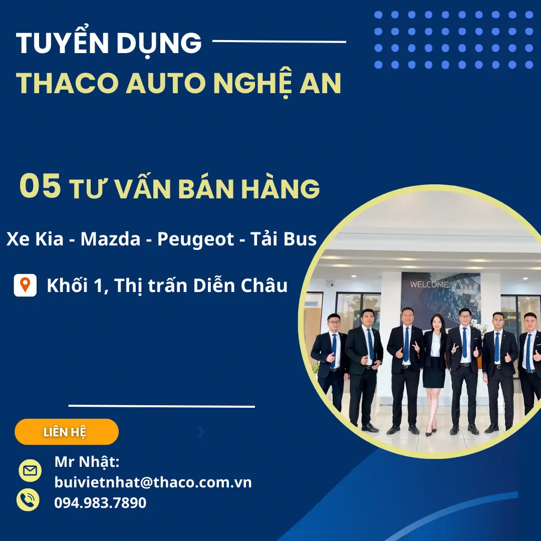 THACO AUTO NGHỆ AN TUYỂN DỤNG TƯ VẤN BÁN HÀNG