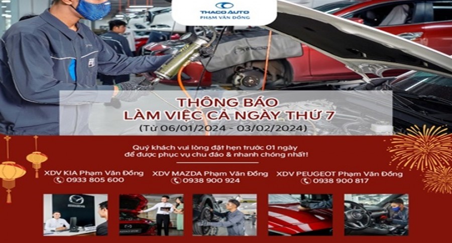 🔥XƯỞNG DỊCH VỤ THACO AUTO PHẠM VĂN ĐỒNG THÔNG BÁO LỊCH LÀM VIỆC CẢ NGÀY THỨ BẢY