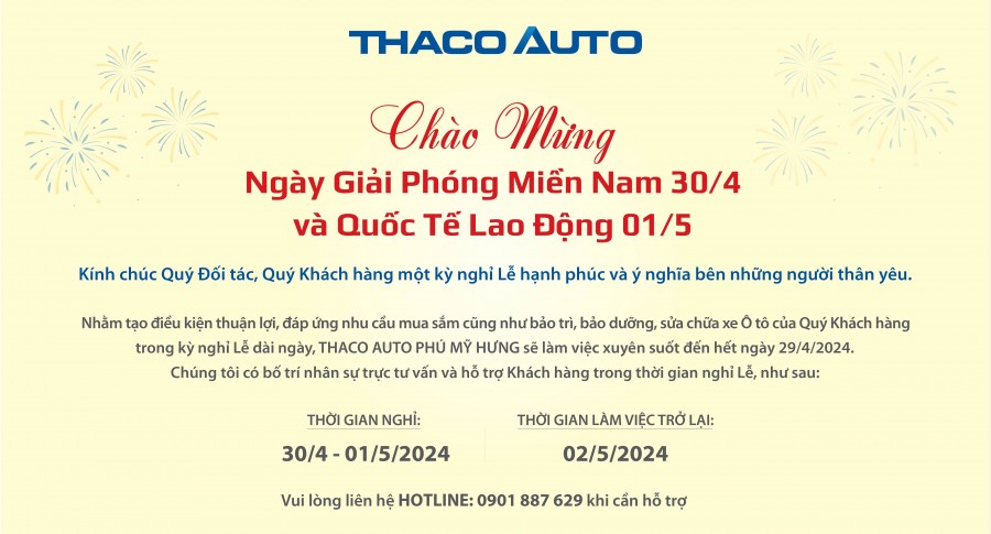 THÔNG BÁO LỊCH HOẠT ĐỘNG TRONG DỊP LỄ 30/04 - 01/05