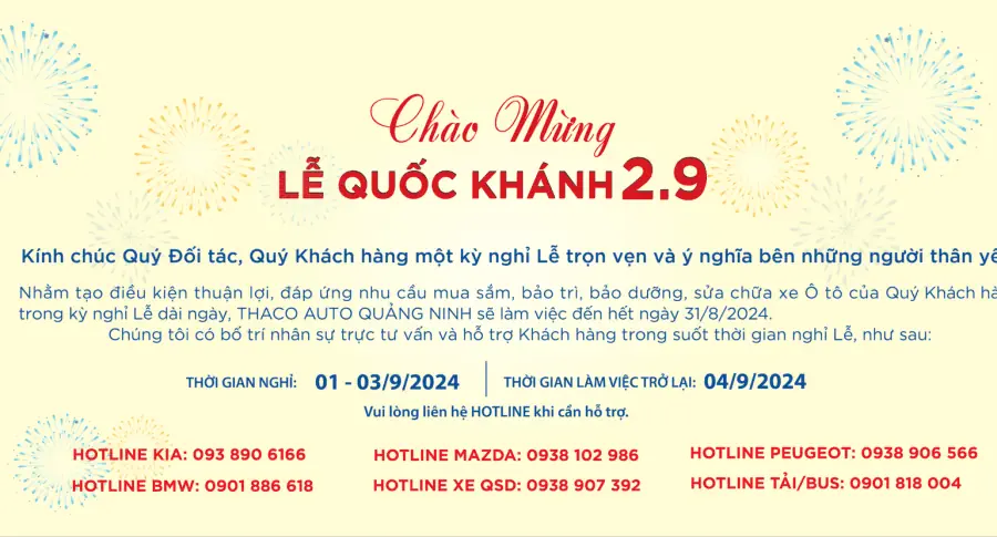 LỊCH NGHỈ LỄ QUỐC KHÁNH 2.9