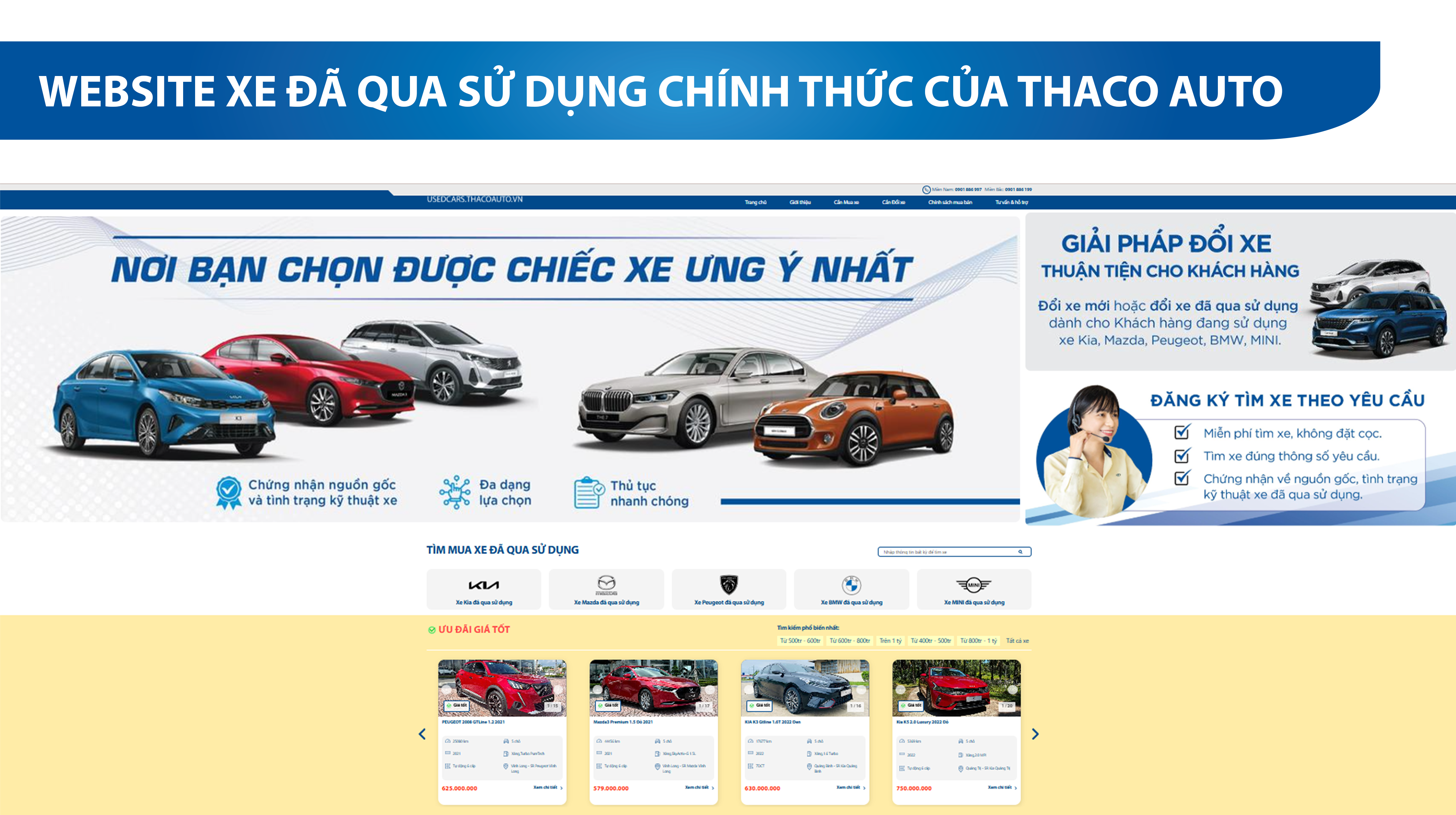 THACO AUTO Quảng Trị đồng hành phát triển cùng Website Xe Đã Qua Sử dụng chính thức của THACO AUTO