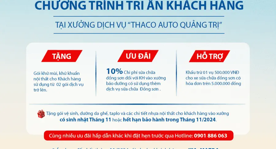 [10 NGÀY CUỐI CÙNG] -  Tri ân tháng vàng nhận ngàn ưu đãi cùng THACO AUTO Quảng Trị