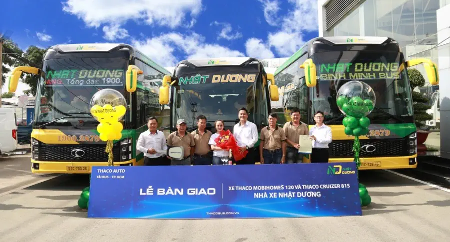 THACO AUTO Tải Bus – TP.HCM đồng hành cùng Nhà xe Nhật Dương nâng tầm dịch vụ với lô xe THACO MOBIHOMES 120 và THACO CRUIZER 81S