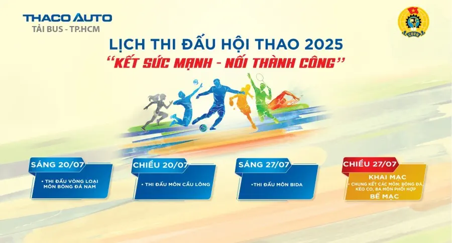 THACO AUTO Tải Bus – TP.HCM cập nhật lịch thi đấu Hội thao “Kết sức mạnh - Nối thành công” năm 2025
