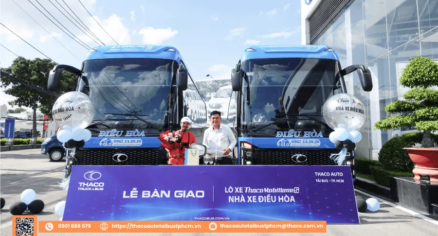THACO AUTO Tải Bus - TP.HCM bàn giao 02 xe THACO MOBIHOME S cho Nhà Xe Điều Hòa - Gắn kết hợp tác, nâng tầm dịch vụ